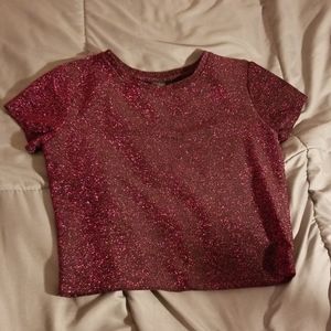 Purple Sparkle Wild Fable Crop Top Baby Tee
